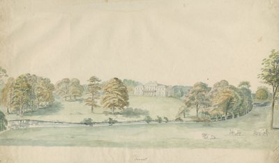 Canwell Hall: desenho a lápis colorido, nd [1762-1802]] de Stebbing Shaw