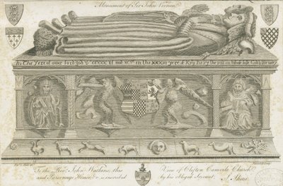 Igreja Clifton Campville - Monumento Vernon: gravura, nd [1762-1802] de Stebbing Shaw