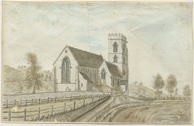 Igreja de Colwich: pintura em aquarela, nd [1762-1802] de Stebbing Shaw