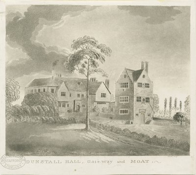 Dunstall Hall: gravura em aquatinta, nd [1762-1802] (impressão) de Stebbing Shaw