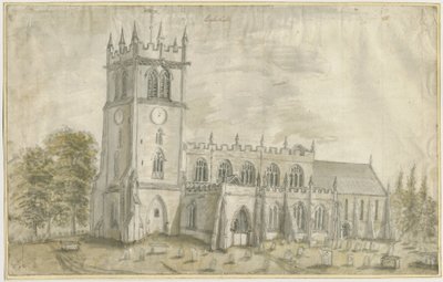 Igreja Eccleshall: pintura em aquarela, nd [1762-1802] de Stebbing Shaw