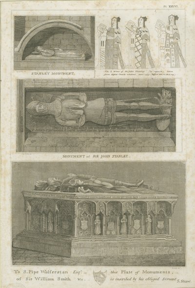 Igreja de Elford - &39;The Stanley Monument&39;: gravura, sd [ Século 19] (impressão) de Stebbing Shaw