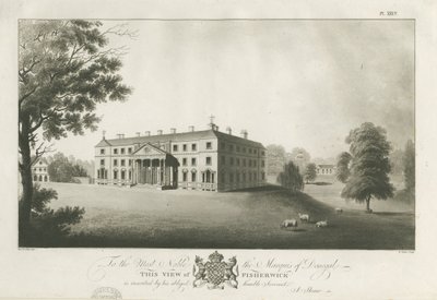 Fisherwick Hall: gravura em aquatinta, nd [c 1797] (impressão) de Stebbing Shaw