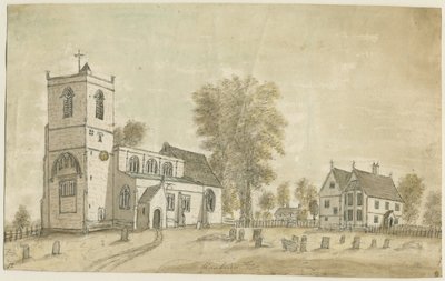Igreja de Hanbury: pintura em aquarela, 1791 de Stebbing Shaw