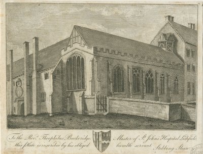 Lichfield - Hospital e Capela de São João: gravura, nd [1762-1798] (impressão) de Stebbing Shaw