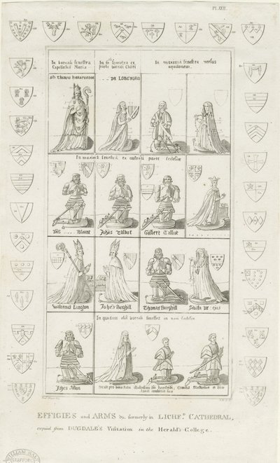 Catedral de Lichfield - Efígies e Armas: gravura, nd [1762-1798] (impressão) de Stebbing Shaw