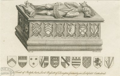 Catedral de Lichfield - Tumba de Lord Bassett: gravura, sd [c 1791] (impressão) de Stebbing Shaw