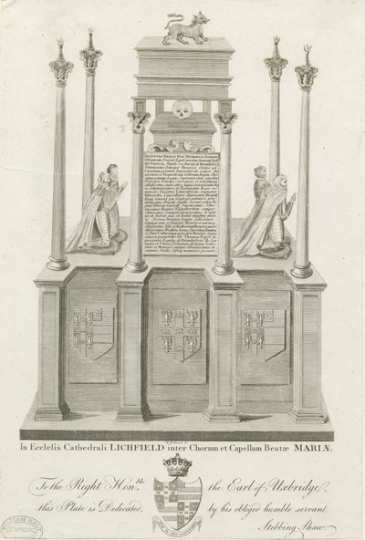 Catedral de Lichfield - Tumba de William Paget: gravura, nd [1762-1798] (impressão) de Stebbing Shaw