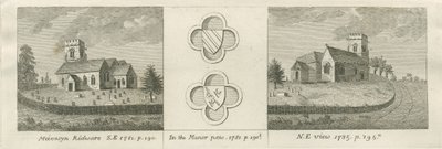 Igreja Mavesyn Ridware: gravura, 1781 de Stebbing Shaw
