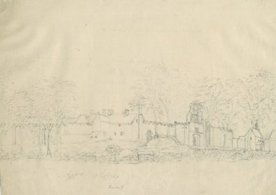Rushall Castle - Hall: desenho a lápis, nd [1762-1802] (desenho) de Stebbing Shaw