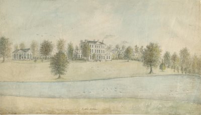 Shenstone - Little Aston Hall: pintura em aquarela, nd [1762-1802] de Stebbing Shaw