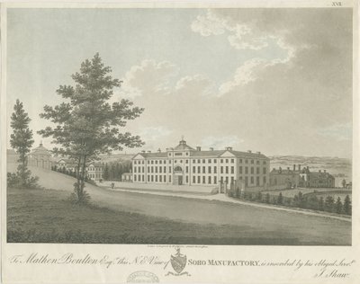 Soho Manufactory: gravura em água-tinta colorida, nd [c 1798] (impressão) de Stebbing Shaw