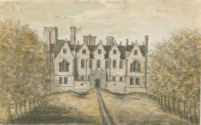 Tamworth - The Moat House: pintura a aquarela, nd [1762-1802] de Stebbing Shaw