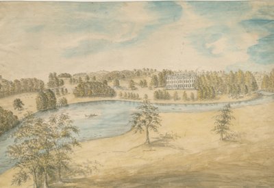 Trentham Hall: pintura a aquarela, sd [c 1794] (pintura) de Stebbing Shaw