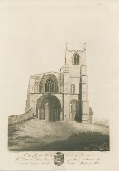 Igreja do Priorado de Tutbury: gravura em aquatinta, nd [c 1798] (impressão) de Stebbing Shaw