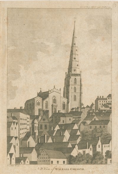 Igreja Walsall: gravura de Stebbing Shaw