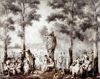 Vista do terraço Tuileries em 1807 Saída mundial para o parque. Desenho de Jean Pierre Norblin De La Gourdaine (1745-1830) 1807 Paris, Musee Carnavalet de Stefan Juliusz Norblin de la Gourdaine