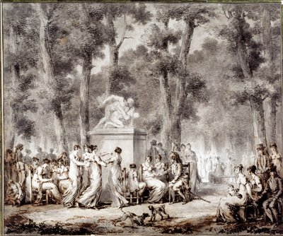 Vista do terraço Tuileries em 1807 Saída mundial para o parque. Desenho de Jean Pierre Norblin De La Gourdaine (1745-1830) de Stefan Juliusz Norblin de la Gourdaine
