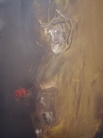 Figura contemplativa com maçã vermelha de Stefano Mazzolini