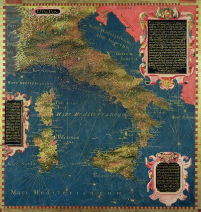 Mapa da Itália do século XVI, da 
