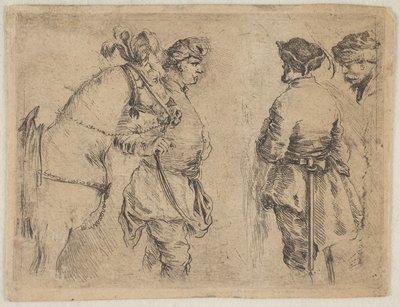 Um poste segurando um cavalo pelo freio, ca. 1662 de Stefano della Bella