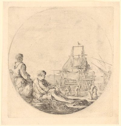 Marinheiro africano e europeu num navio de Stefano della Bella