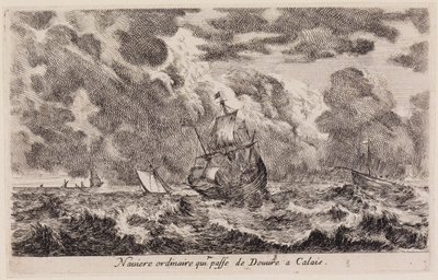 Vistas de portos marítimos (Vues de ports de mer): veleiro a caminho de Calais, partindo de Dover de Stefano della Bella