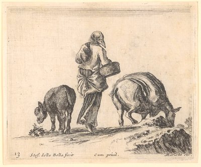 Camponesa com dois burros de Stefano della Bella