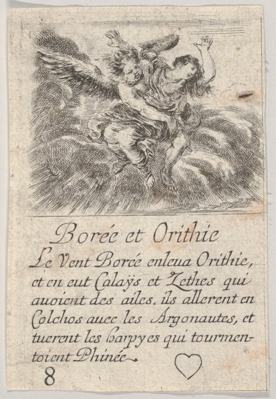 Boreas e Orithyia, de Game of Mythology Jeu de la Mythologie, 1644. de Stefano della Bella