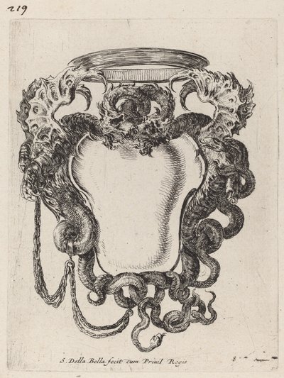 Cartouche flanqueado por dragões de Stefano della Bella