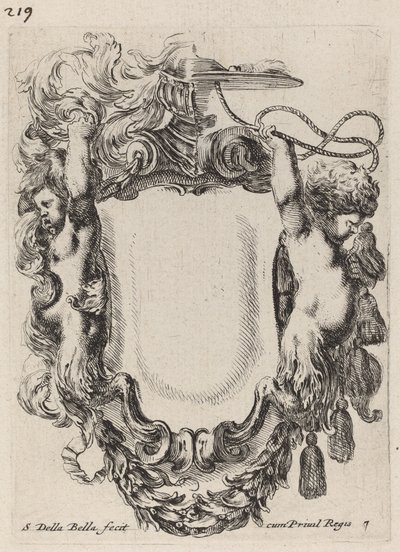 Cartouche com sátiros infantis de Stefano della Bella