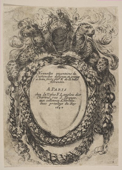 Cartucho com título: Novas invenções de cartuchos, 1647. de Stefano della Bella