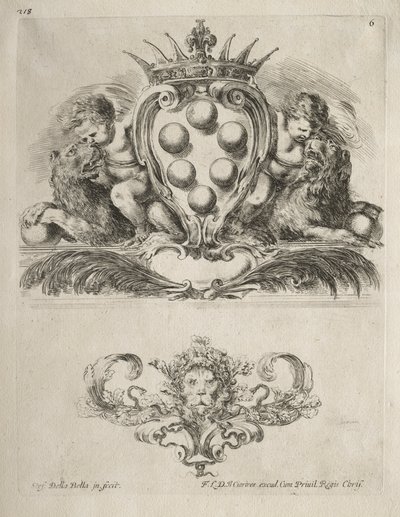 Coleção de Vários Caprichos e Novos Desenhos de Cartuchos e Ornamentos: No. 6 de Stefano della Bella