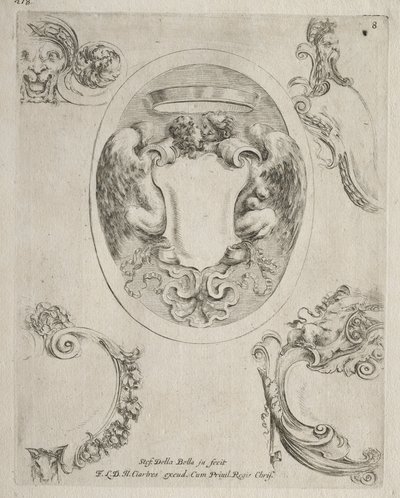 Coleção de Vários Caprichos e Novos Desenhos de Cartuchos e Ornamentos: Nº 8 de Stefano della Bella