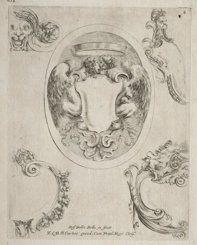 Coleção de vários caprichos e novos desenhos de cartelas e ornamentos: no 8. de Stefano della Bella