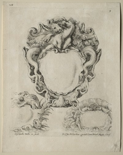 Coleção de vários caprichos e novos desenhos de cartelas e ornamentos: No. 9. de Stefano della Bella