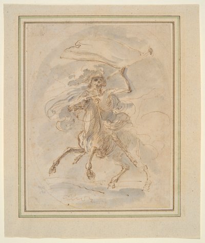 Morte a cavalo, estudo para a gravura no de Stefano della Bella