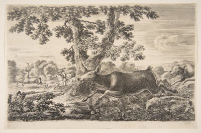 Caça ao veado, de Caça de animais Caça de animais diferentes, ca. 1654 de Stefano della Bella