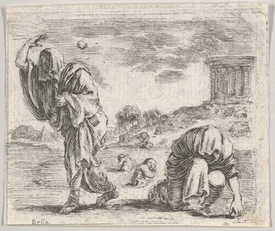 Deucalião e Pirra, do Jogo da Mitologia Jeu de la Mythologie, 1644. de Stefano della Bella