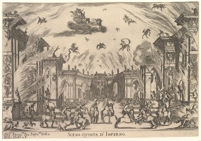 Quinta cena, o Inferno, de «O casamento dos deuses» (Le nozze degli Dei) de Stefano della Bella