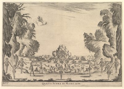 Quarta cena, o mar, de O casamento dos deuses Le nozze degli Dei, 1637. de Stefano della Bella