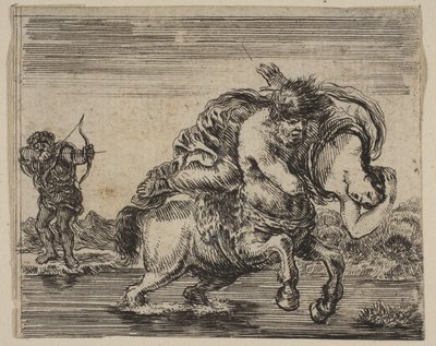 Hércules e Deianira, do Jogo da Mitologia Jeu de la Mythologie, 1644. de Stefano della Bella