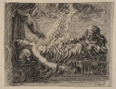 Júpiter e Danäe, de Game of Mythology Jeu de la Mythology, 1644. de Stefano della Bella