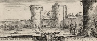A entrada para uma fortaleza (gravura sobre papel avergoado) de Stefano della Bella