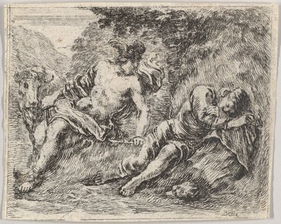 Mercury e Argos, de Game of Mythology Jeu de la Mythologie, 1644. de Stefano della Bella