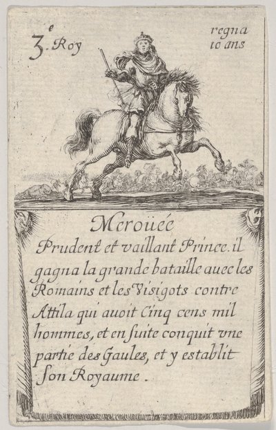 Meroüée Prudent et vaillant ..., de Jogo dos Reis da França Jeu des Rois de Fran ..., 1644. de Stefano della Bella