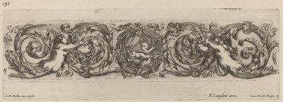 Friso Ornamental com Cupido e Psique, provavelmente 1648. de Stefano della Bella