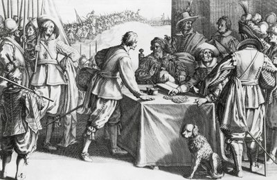 Mercenários pagantes, gravura de Stefano della Bella (1610-1664) de Stefano della Bella