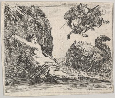 Perseu e Andrômeda, de Game of Mythology Jeu de la Mythologie, 1644. de Stefano della Bella