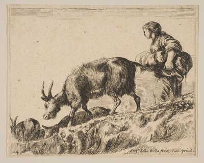 Ilustração 14: pastora pastando cabras, ca. 1641 de Stefano della Bella
